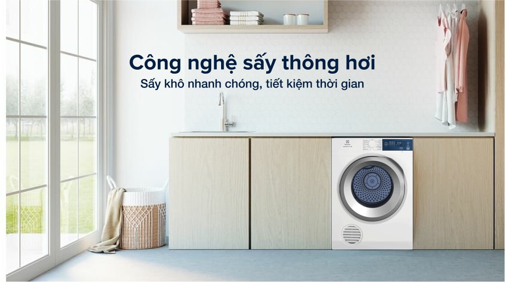 Máy sấy thông hơi Electrolux 8 kg EDS854J3WB 6 Đặc điểm và cơ chế sấy của máy sấy thông hơi Electrolux EDS854J3WB