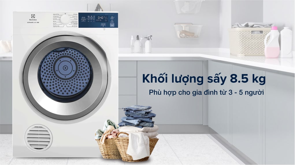 Máy sấy thông hơi Electrolux 8 kg EDS854J3WB 7 Khối lượng sấy - Chương trình hoạt động của máy sấy thông hơi Electrolux EDS854J3WB