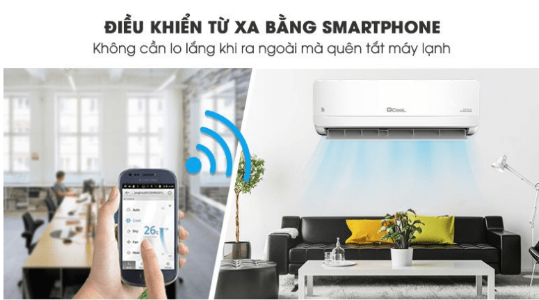 2. Điều hòa Ecool ECL-1E09WF 9000BTU có thể điều khiển thông minh bằng smartphone với tính năng wifi