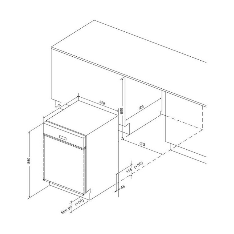 9. Kích thước sản phẩm của máy rửa bát KAFF KF A45UVTFT