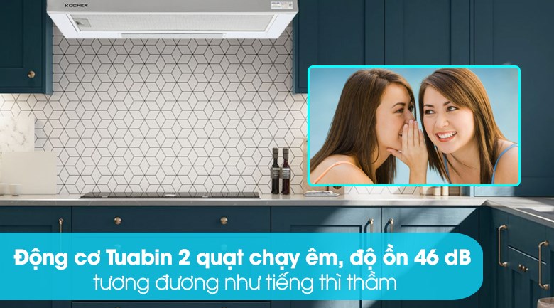7. Máy hút mùi Kocher K-6270 có độ ồn tương đối thấp