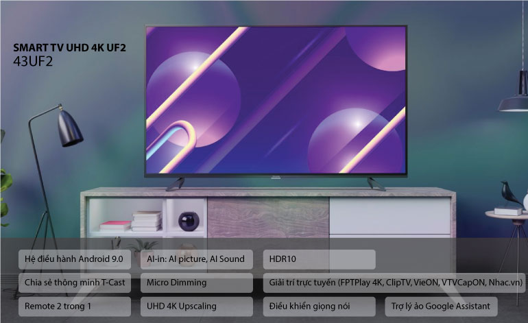 3. Tivi FFalcon 4K 50 inch 50UF2 thiết kế hiện đại sang trọng