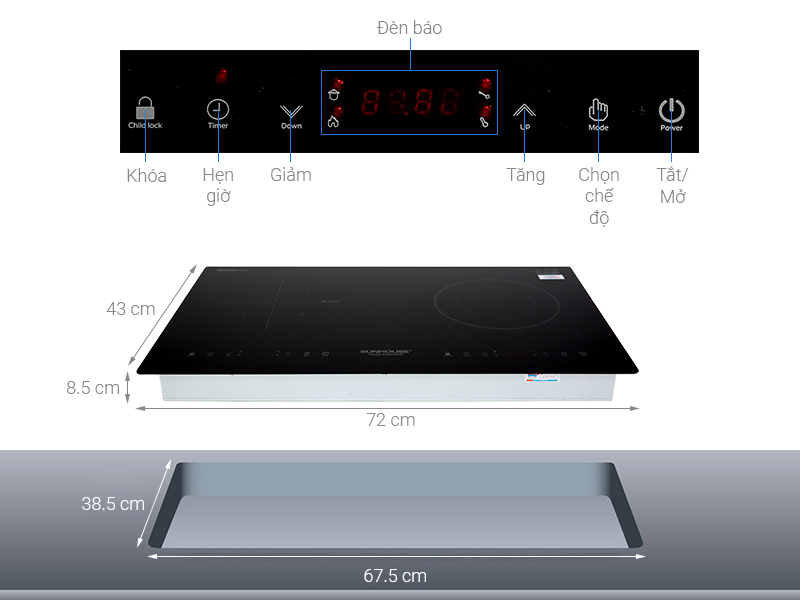 6. Thông tin sản phẩm bếp điện từ Sunhouse SHB9105MT