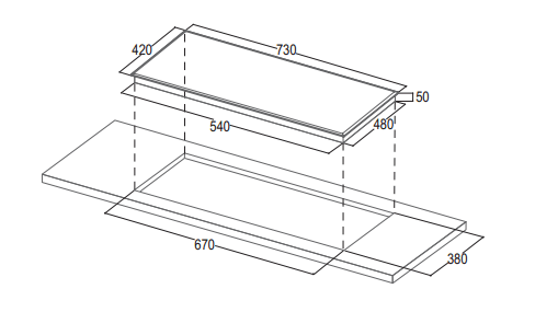 15. Thông số lắp đặt bếp từ Bauer BE-820GTS