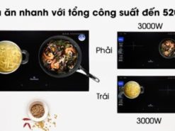 5. Công suất mỗi vùng nấu 3000W giúp nấu chín thức ăn nhanh chóng