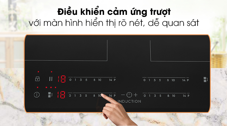 3. Bảng điều khiển cảm ứng với nhiều mức nhiệt giúp nấu nướng tiện lợi
