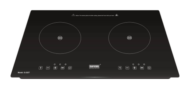 Bếp từ giá rẻ Giovani G 252T có thiết kế 2 vùng nấu linh hoạt