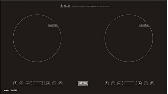Bếp từ Giovani G 272T thuộc dòng bếp từ đôi cao cấp gồm 2 vùng nấu từ linh hoạt