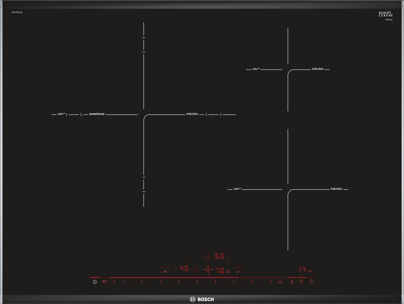 BẾP TỪ BOSCH PID775DC1E - VÙNG NẤU RỘNG, CẢM BIẾN TỰ ĐỘNG HIỆN ĐẠI