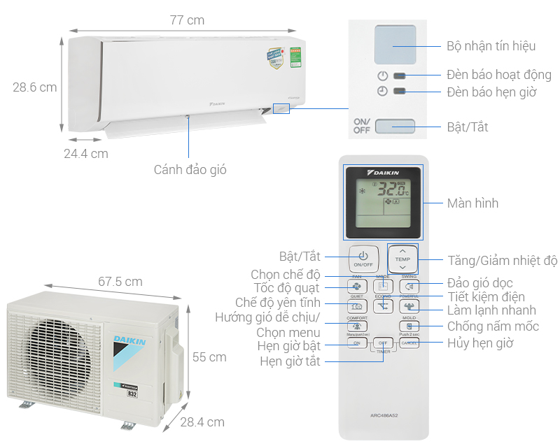 Máy lạnh Daikin Inverter 1.5 HP ATKB35YVMV