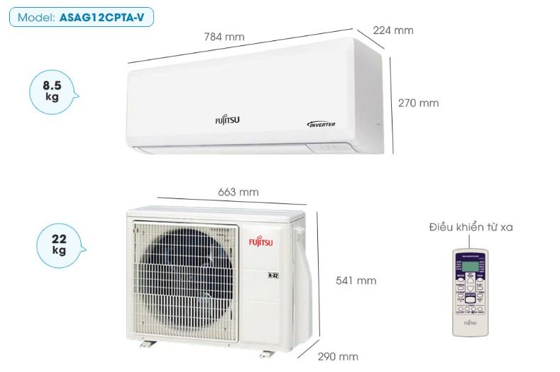 1. Tổng quan điều hòa Fujitsu ASAG12CPTA-V 12.000BTU 1 chiều Inverter