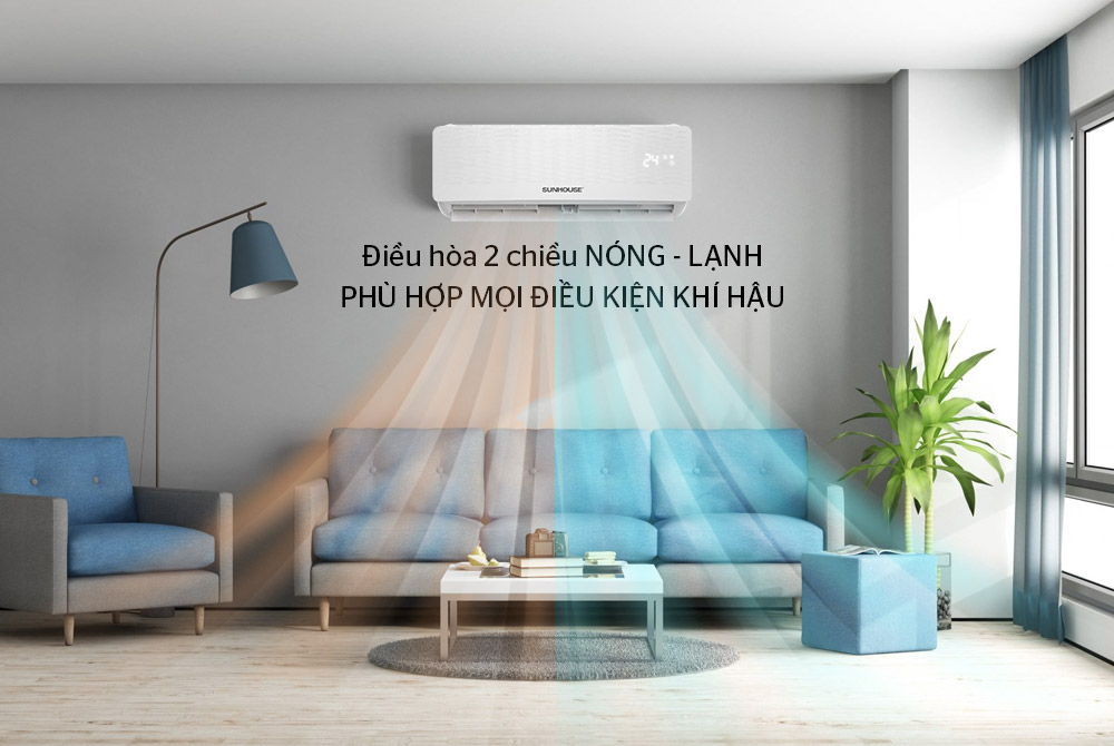 3. Máy lạnh Sunhouse AW09H110 có chiều nóng – lạnh, phù hợp mọi điều kiện khí hậu