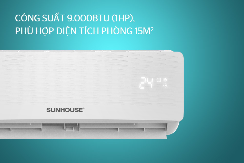 6. Công suất 9000BTU (1HP), phù hợp cho phòng diện tích 15m2