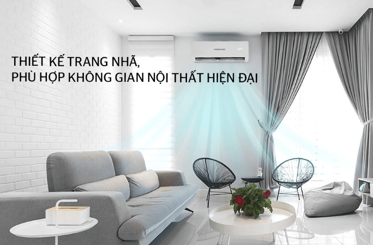 2. Điều hòa 9000BTu Sunhouse HR-AW09H110 có kiểu dáng hiện đại sang trọng