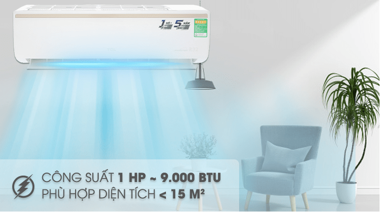 3. Máy lạnh TCL 10CSI/KE88N 9000btu phù hợp với diện tích căn phòng dưới 15 m2