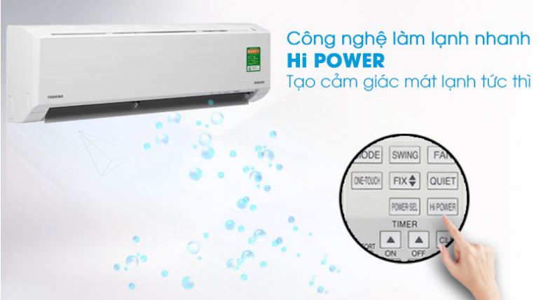 5. Máy lạnh Toshiba RAS-H10D2KCVG-V làm lạnh nhanh chóng với chế độ Hi Power