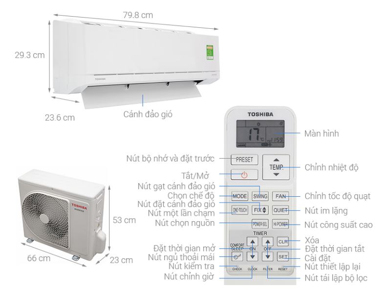 1. Tổng quan sản phẩm điều hòa Toshiba RAS-H18C3KCVG-V 18000BTU 1 chiều inverter