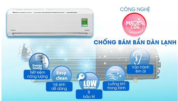 7. Máy điều hoà Toshiba H18L3KCVG-V ngăn chặn vi khuẩn bám trên dàn lạnh với công nghệ Magic Coil