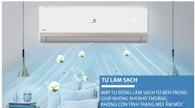 7. Máy lạnh Electroux ESV09CRR-C2 sở hữu chức năng tự làm sạch I-Clean giúp giảm thiểu vi khuẩn,nấm mốc