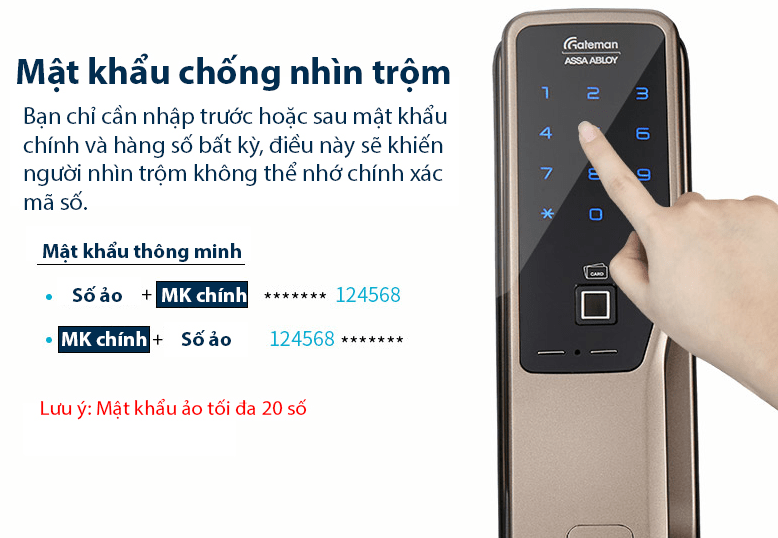 7. Mã số ảo nâng cao hiệu quả bảo mật trên khoá cửa Gateman Pass 700