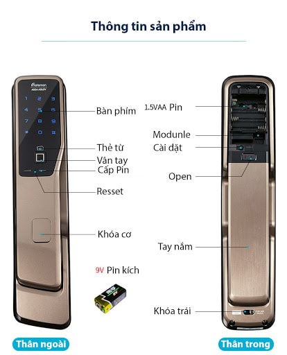 1. Khoá cửa vân tay Gateman Pass700 có thiết kế hiện đại, phù hợp lắp cửa chính