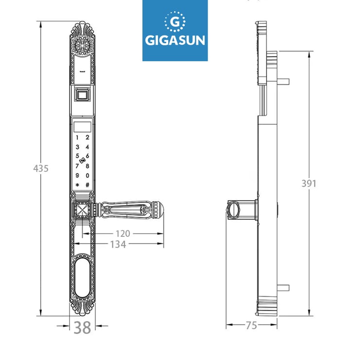 2. Khoá thông minh Gigasun G01B kiểu dáng sang trọng, thẩm mỹ, độ bền cao