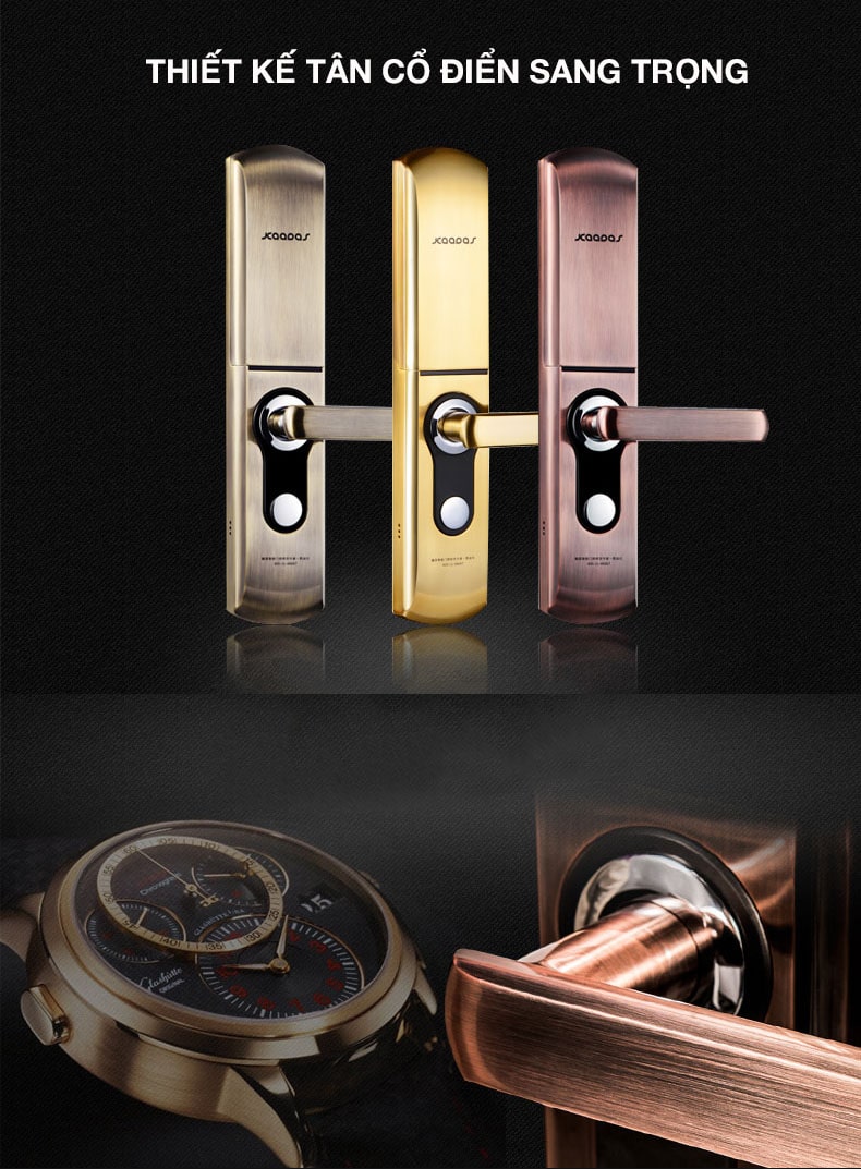 1. Khoá cửa vân tay Kaadas-9113 có kiểu dáng sang trọng, độ bền cao