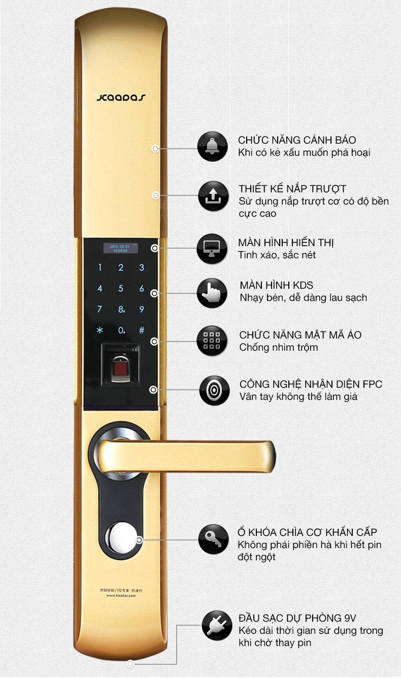 6. Các điểm nổi bật khác trên khoá cửa Kaadas 9113