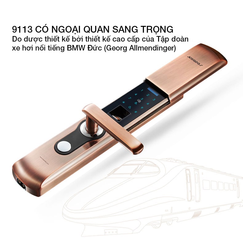 1. Khoá cửa vân tay Kaadas-9113 có kiểu dáng sang trọng, độ bền cao