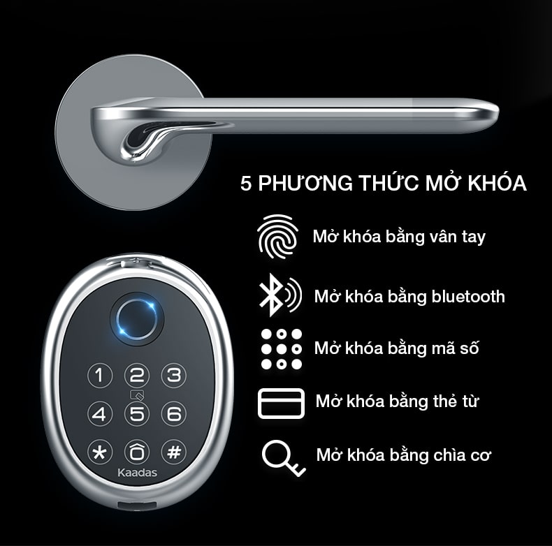 2. Đa dạng phương thức mở khoá cửa trên model Kaadas M9