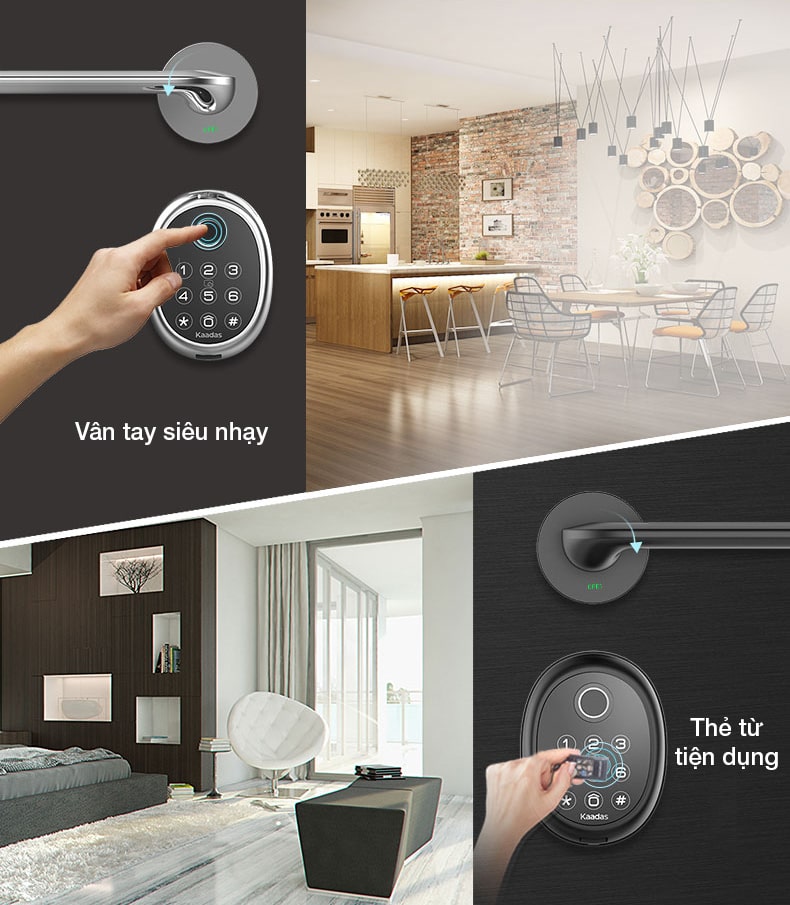 2. Đa dạng phương thức mở khoá cửa trên model Kaadas M9