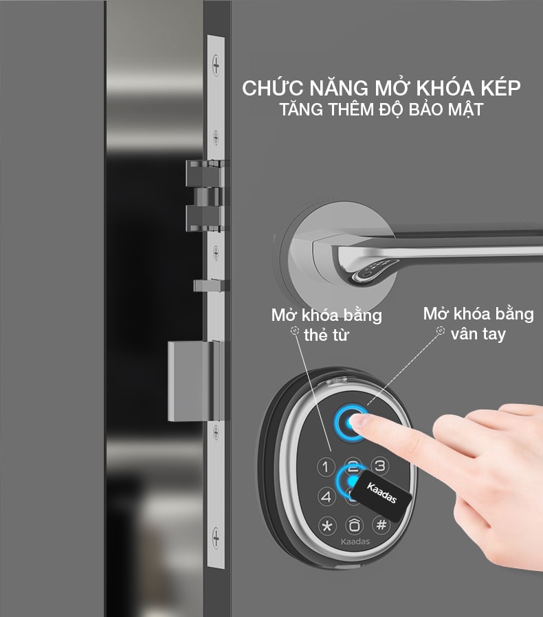 2. Đa dạng phương thức mở khoá cửa trên model Kaadas M9
