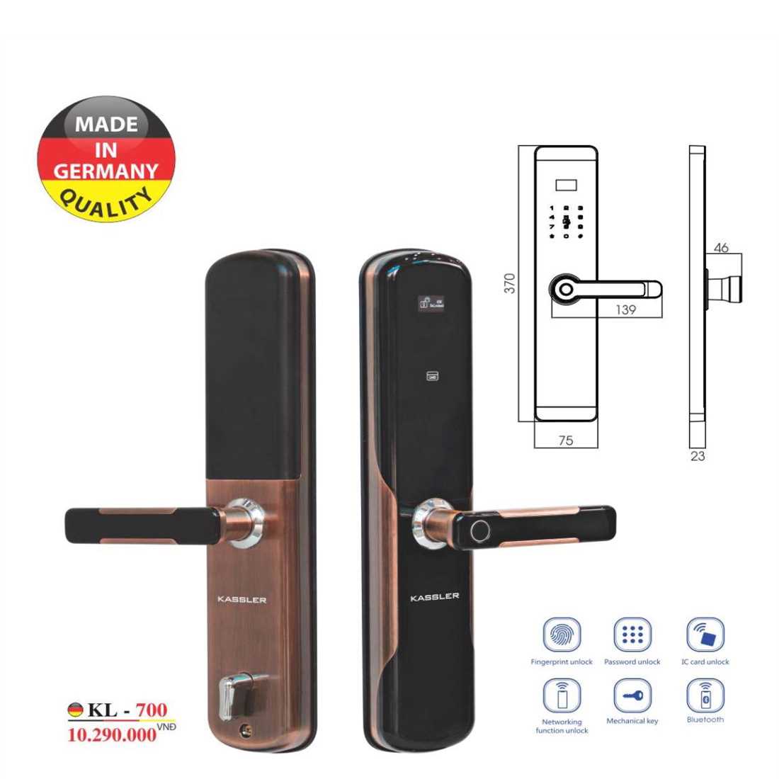 Kiểu dáng khoá sang trọng, thẩm mỹ và có độ bền cao