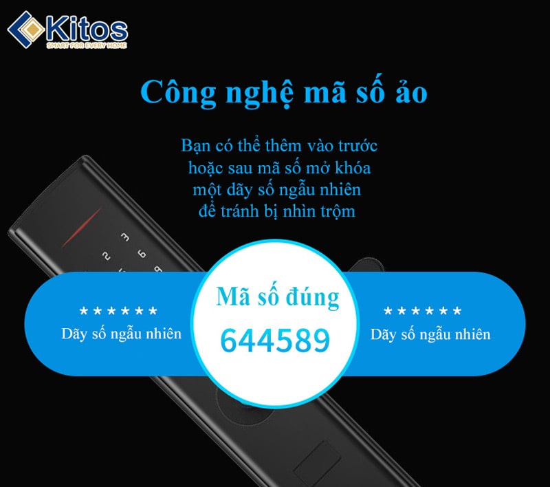 5. Công nghệ mã số ảo thông minh trên khoá cửa Kitos KT A30