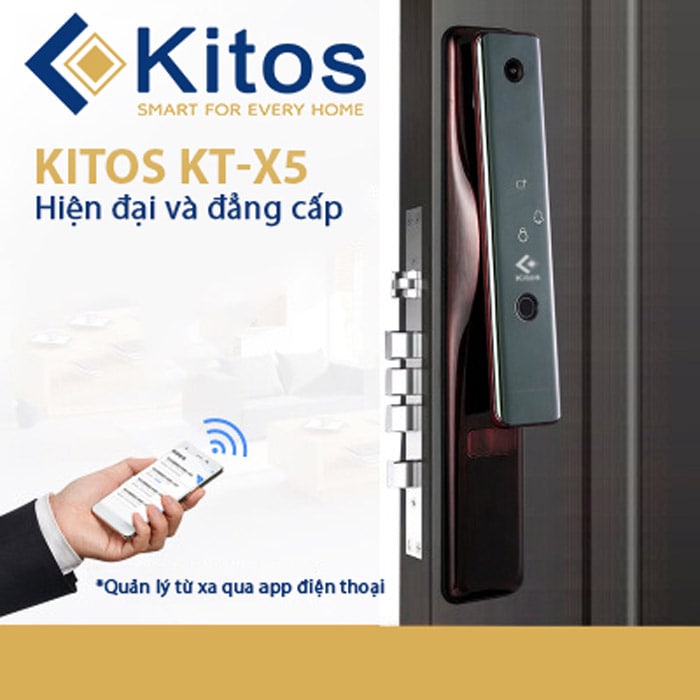 3. Kitos KT-X5 : Mở khóa 5 phương thức, tích hợp chuông cửa camera HD 1080p