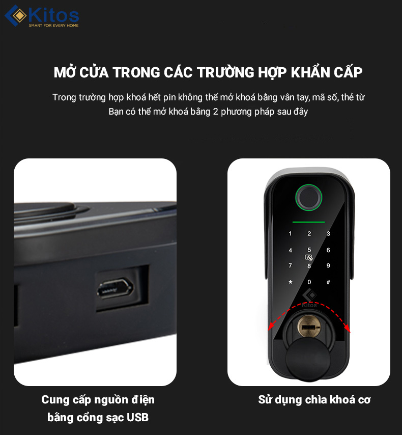 Khoá vân tay cửa cổng Kitos KT-DL03 Pro