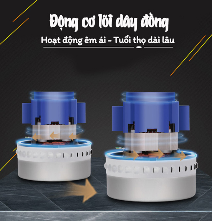 Máy hút bụi công nghiệp Pertek PT702 có bộ động cơ mạnh mẽ, bền bỉ