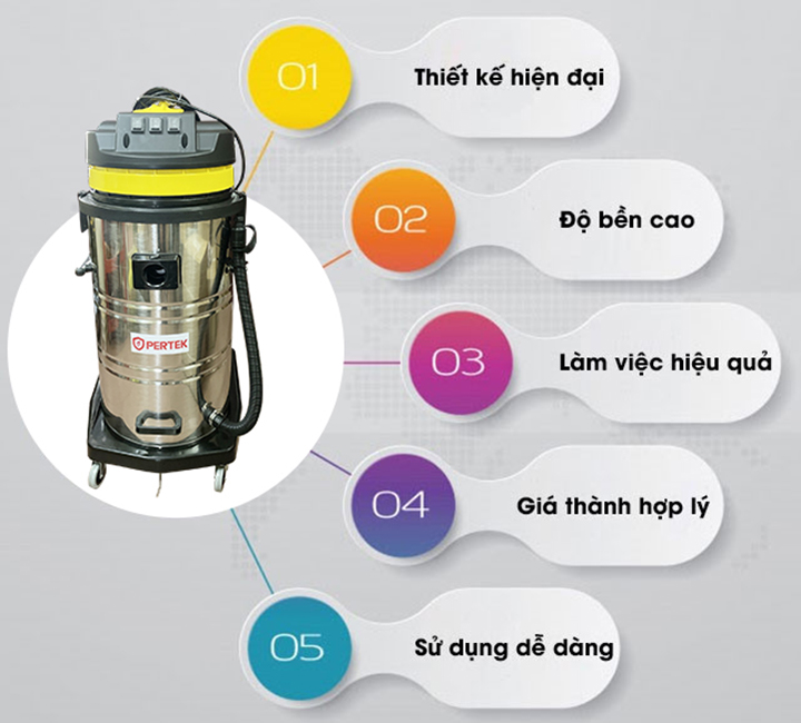 Máy hút bụi công nghiệp Pertek PT100H