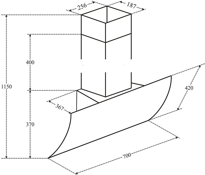 3.Kích thước lắp đặt máy hút mùi Canzy CZ 087D: