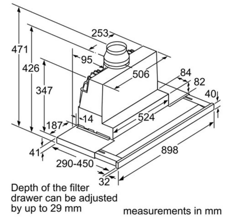 6. Thông số kỹ thuật máy hút mùi âm tủ Bosch DFS097J50B