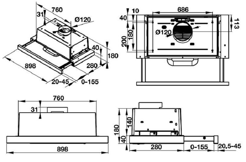 1. Thông số kỹ thuật của máy hút mùi Hafele HH-TI90D 539.81.085