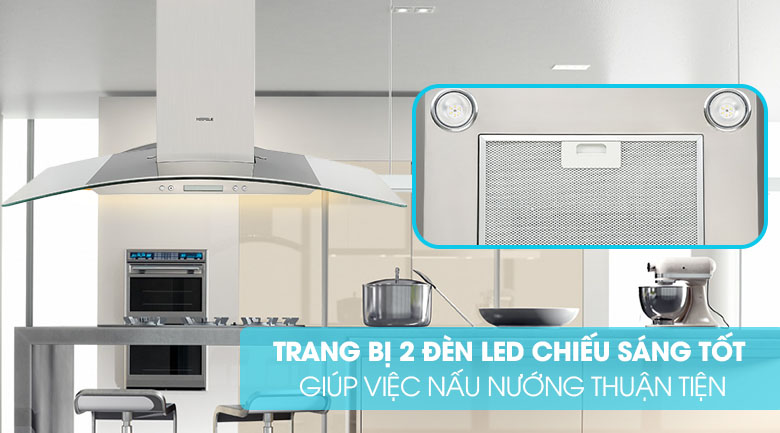 2. Máy hút mùi Hafele HH-WG90B 539.81.185 trang bị 2 đèn LED