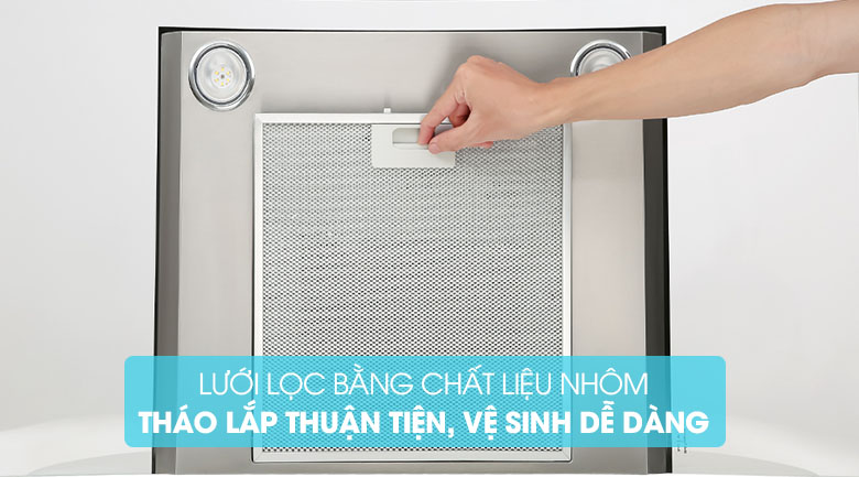 5. Máy hút mùi Hafele HH-WG90B 539.81.185 sử dụng lưới lọc nhôm nhiều lớp