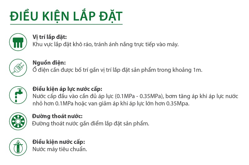 8. Điều kiện lắp đặt Máy lọc nước Ao Smith AR75-A-S-2