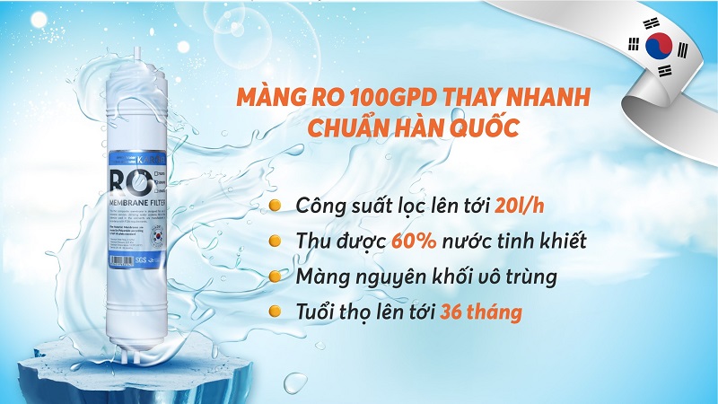 Máy lọc nước Karofi Livotec 600 Gấp đôi công suất lọc với Màng RO thay nhanh 100GPD Hàn Quốc