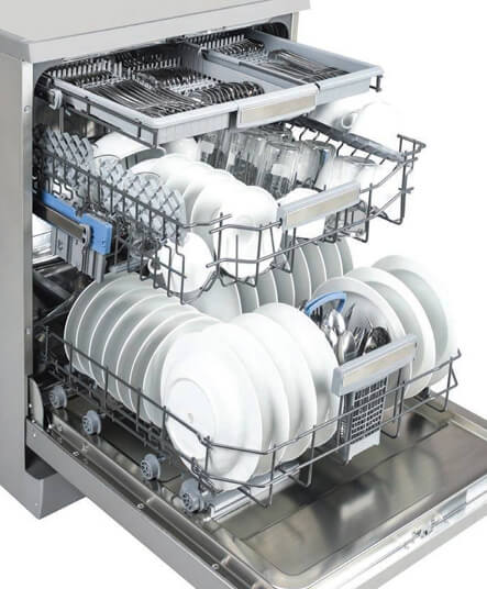 Công suất rửa 15 bộ đồ ăn Châu Âu tương tương 3-4 bữa ăn Việt