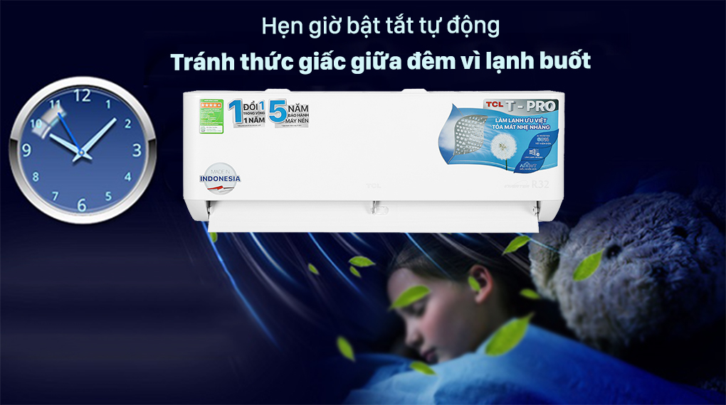 Máy lạnh TCL TAC-13CSD/TPG11 có chức năng hẹn giờ bật tắt
