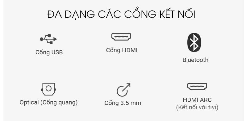 Loa soundbar samsung hỗ trợ đa dạng các cổng kết nối