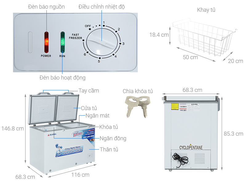 Tủ đông Alaska Inverter 282 lít BCD 4568CI
