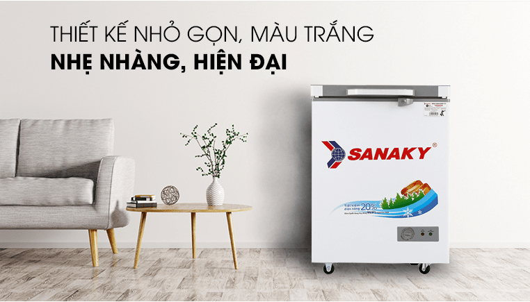 Tủ đông Sanaky 100 lít VH-1599HYK có thiết kế sang trọng, hiện đại